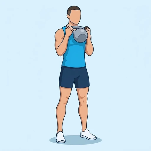 Kettlebell Curl — peak position, flat illustration