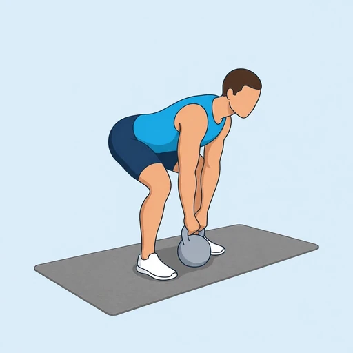 Kettlebell Deadlift — start position, flat illustration