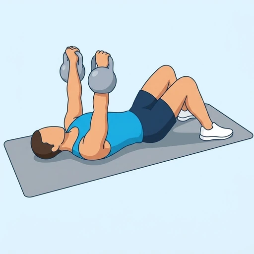Kettlebell Floor Press — peak position, flat illustration