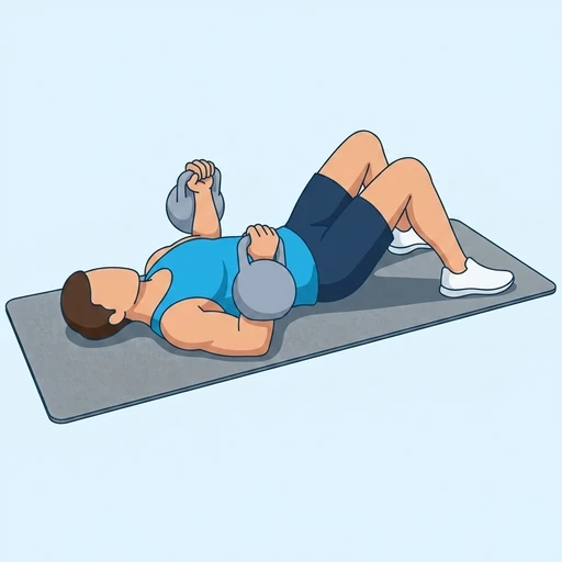 Kettlebell Floor Press — start position, flat illustration