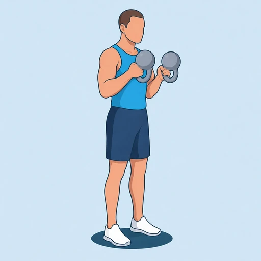 Kettlebell Hammer Curl — peak position, flat illustration
