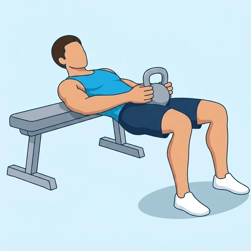 Kettlebell Hip Thrust — peak position, flat illustration