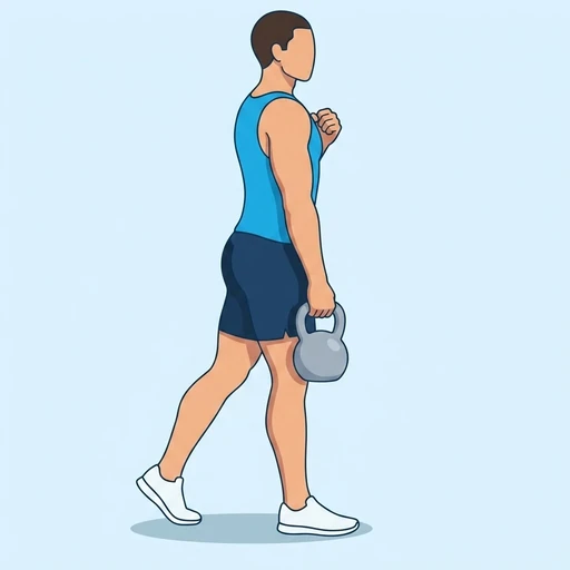Kettlebell Kickstand Deadlift — peak position, flat illustration