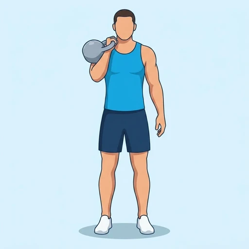 Kettlebell Lunge Press — start position, flat illustration