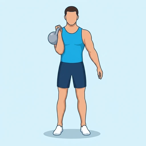Kettlebell Offset Reverse Lunge and Press — start position, flat illustration