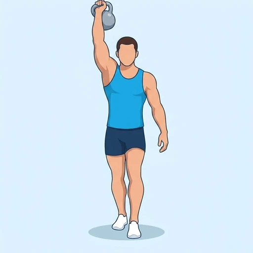 Kettlebell Overhead Carry, flat illustration