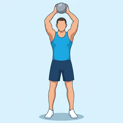 Kettlebell Overhead Tricep Extension — start position, flat illustration