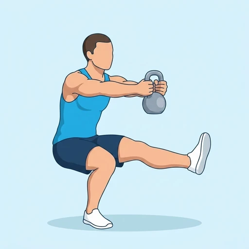 Kettlebell Pistol Squat — peak position, flat illustration