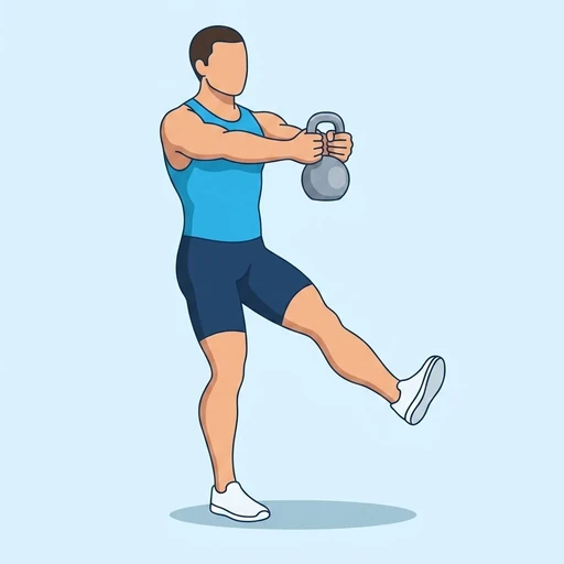 Kettlebell Pistol Squat — start position, flat illustration