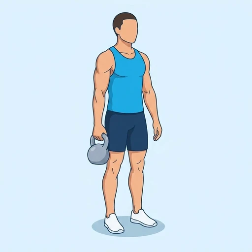 Kettlebell Reverse Lunge — start position, flat illustration