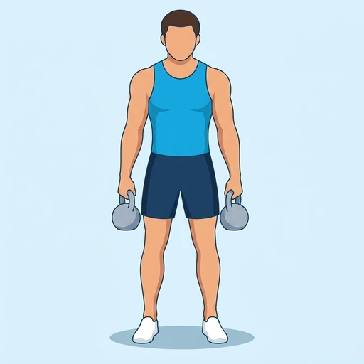 Kettlebell Shrug — start position, flat illustration