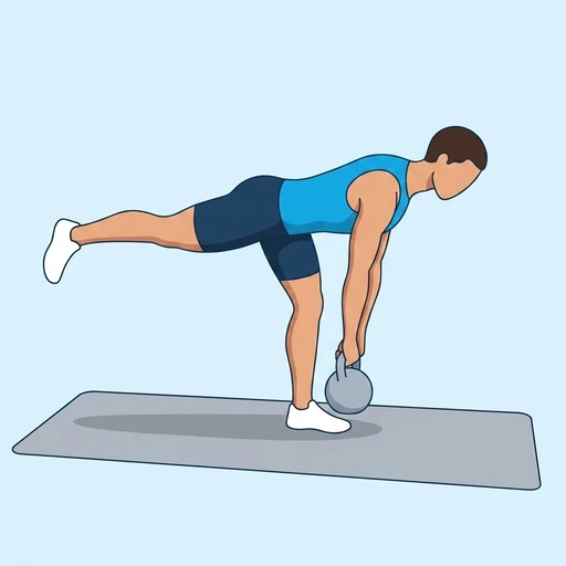 Kettlebell Single Leg Deadlift — start position, flat illustration