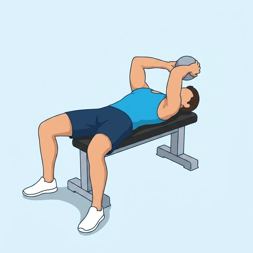 Kettlebell Skull Crusher — peak position, flat illustration