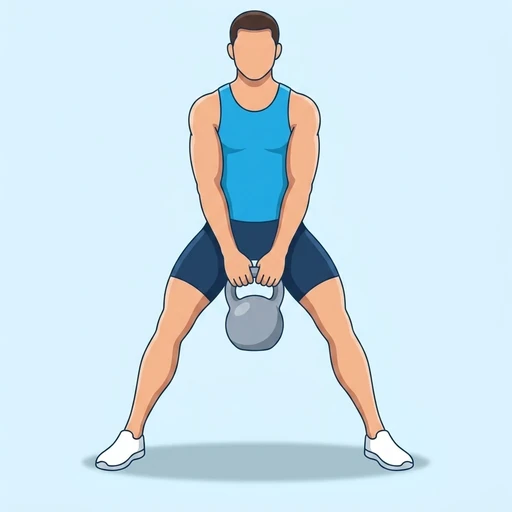 Kettlebell Sumo Deadlift — peak position, flat illustration