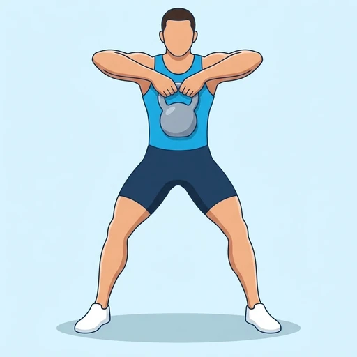 Kettlebell Sumo High Pull — peak position, flat illustration