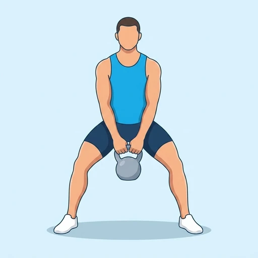 Kettlebell Sumo High Pull — start position, flat illustration