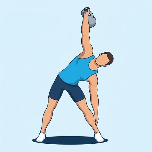 Kettlebell Windmills — peak position, flat illustration