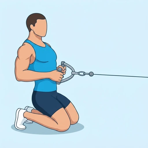 Kneeling Cable Row — peak position, flat illustration