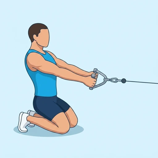 Kneeling Cable Row — start position, flat illustration