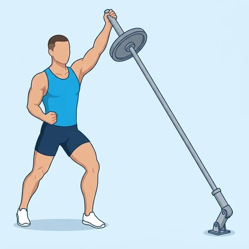 Landmine Single-Arm Overhead Hold, flat illustration