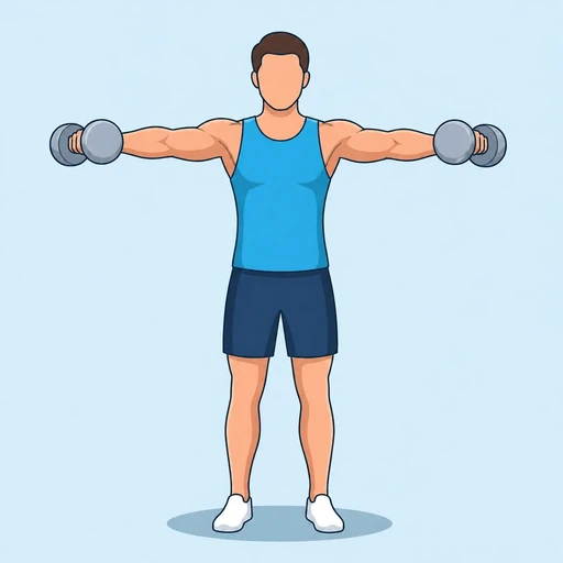 Dumbbell Lateral Raise — peak position, flat illustration