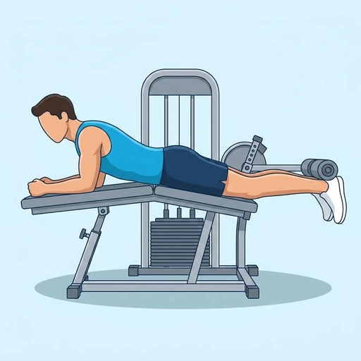 Lying Leg Curl — start position, flat illustration