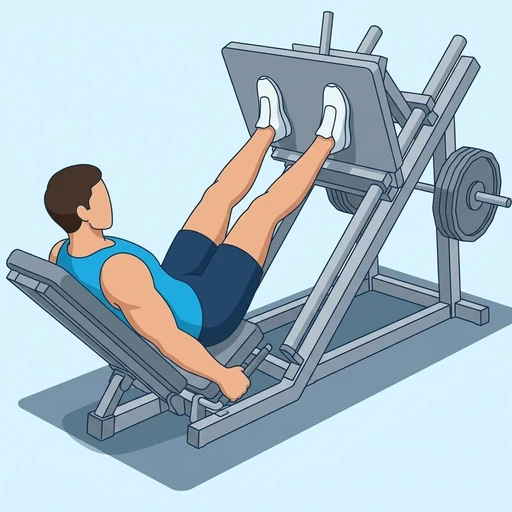 Leg Press — peak position, flat illustration