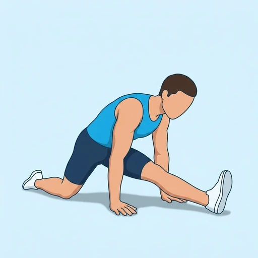 Low Lunge to Half Split — peak position, flat illustration