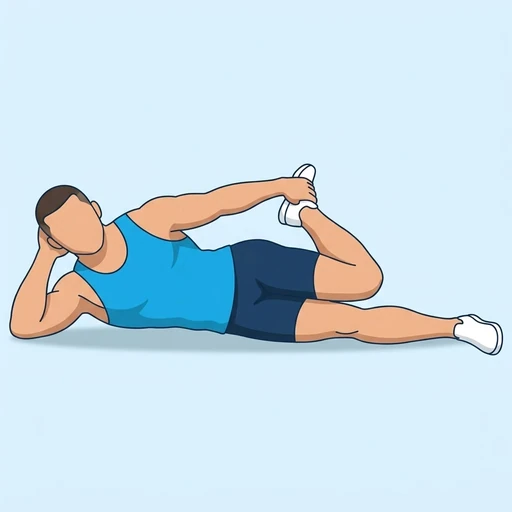 Lying Quad Stretch, flat illustration