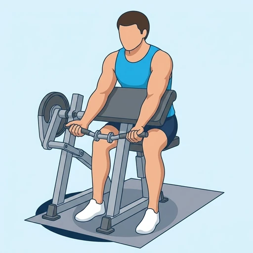 Machine Preacher Curl — start position, flat illustration