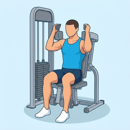 Machine Seated Crunch — start position, flat illustration