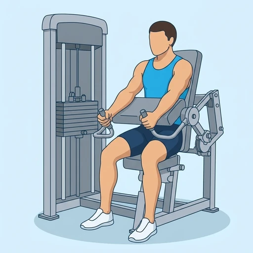 Machine Triceps Extension — peak position, flat illustration