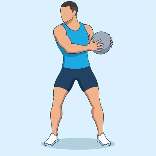Medicine Ball Side Throw — start position, flat illustration