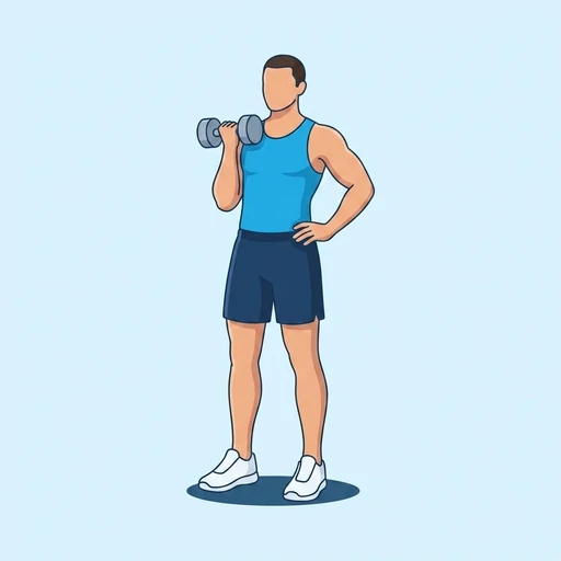 One-Arm Dumbbell Push Press — start position, flat illustration