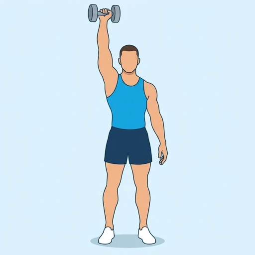 One Arm Dumbbell Shoulder Press — peak position, flat illustration