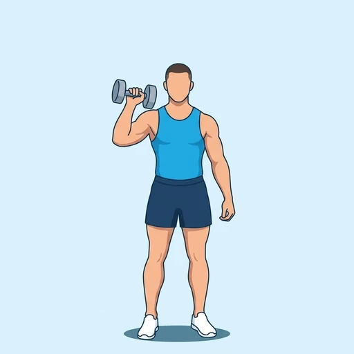 One Arm Dumbbell Shoulder Press — start position, flat illustration