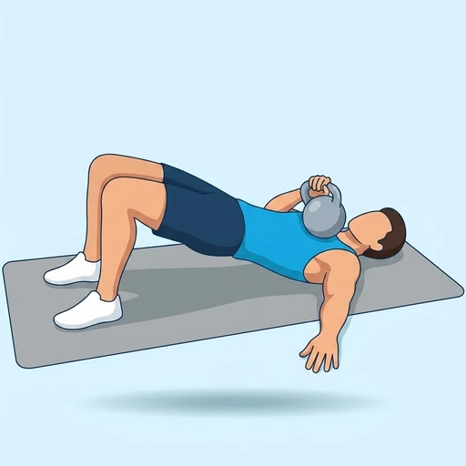One Arm Kettlebell Floor Glute Bridge Press — start position, flat illustration