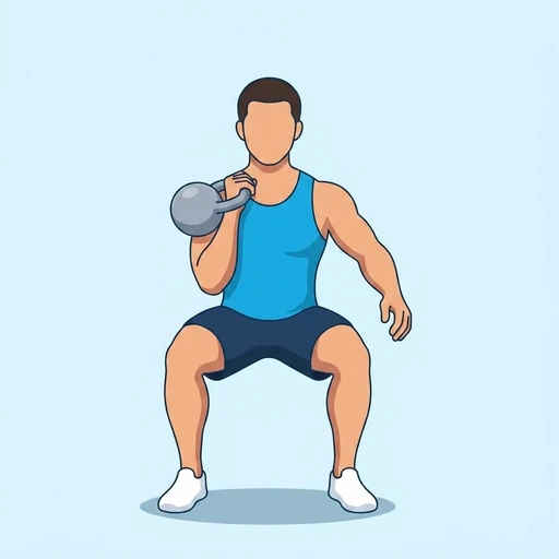 One Arm Kettlebell Front Squat — peak position, flat illustration