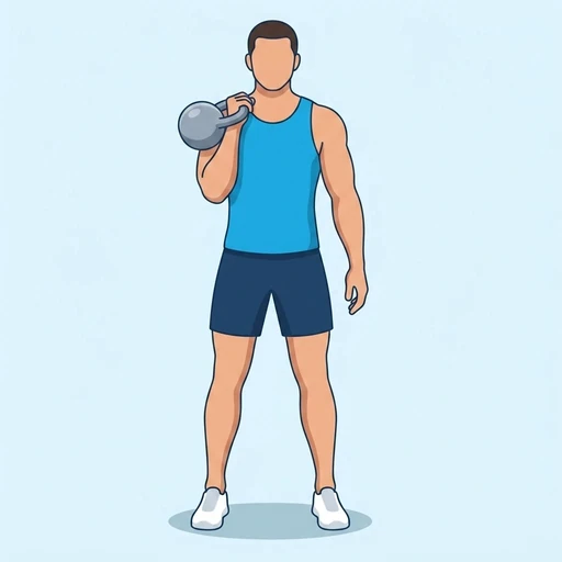 One Arm Kettlebell Front Squat — start position, flat illustration