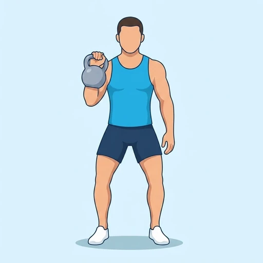 One Arm Kettlebell Push Press — start position, flat illustration