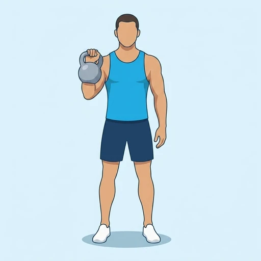 One Arm Kettlebell Shoulder Press — start position, flat illustration