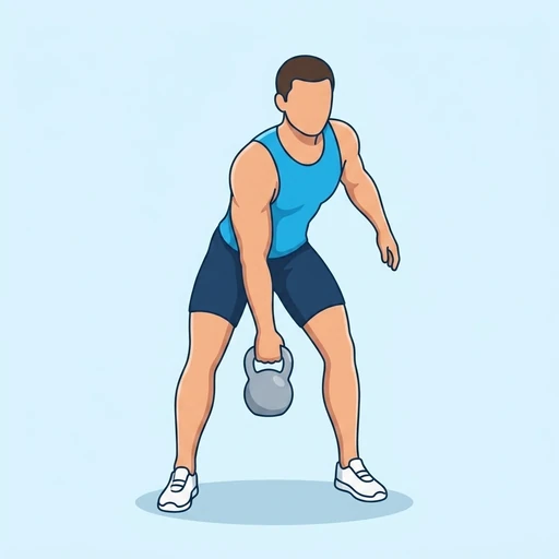 One Arm Kettlebell Swing — start position, flat illustration
