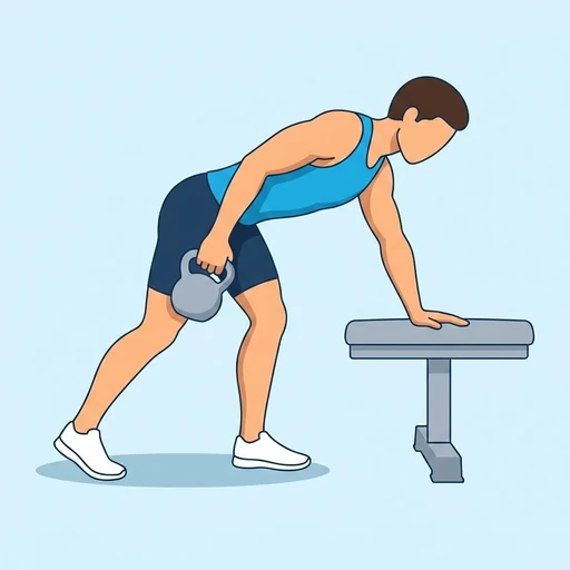 One-Arm Kettlebell Tricep Kickback — start position, flat illustration