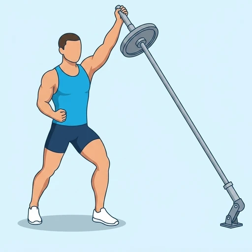One-Arm Landmine Press — peak position, flat illustration