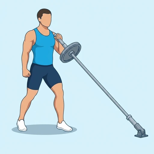 One-Arm Landmine Press — start position, flat illustration