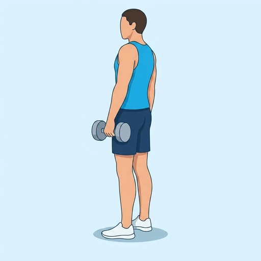 One-Arm Single-Leg Dumbbell Romanian Deadlift — peak position, flat illustration