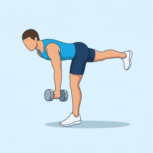 One-Arm Single-Leg Dumbbell Romanian Deadlift — start position, flat illustration