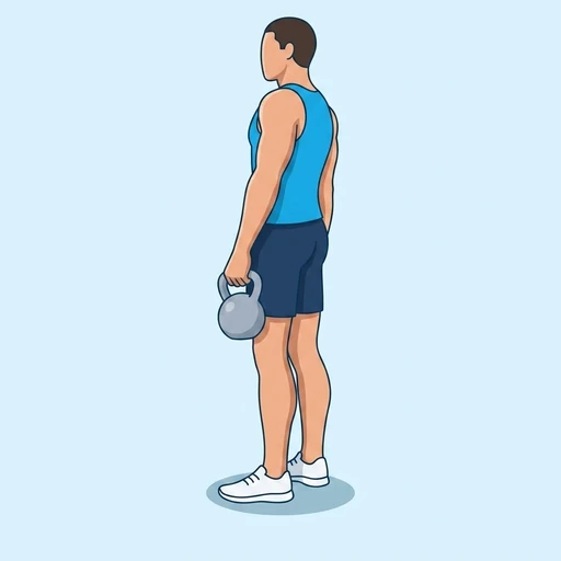 One-Arm Single-Leg Kettlebell Romanian Deadlift — peak position, flat illustration