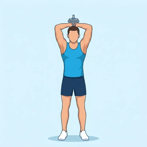 Overhead Tricep Extension — peak position, flat illustration