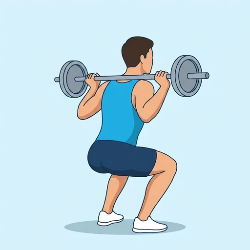 Pause Squat — peak position, flat illustration